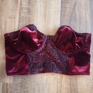 Maroon Velvet Bustier Bandeau